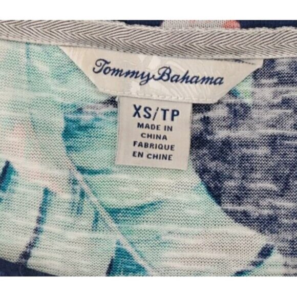 TOMMY BAHAMA Flounce Sleeve Top Blouse Womens Sz M Tropical Floral Romantic - Picture 8 of 9